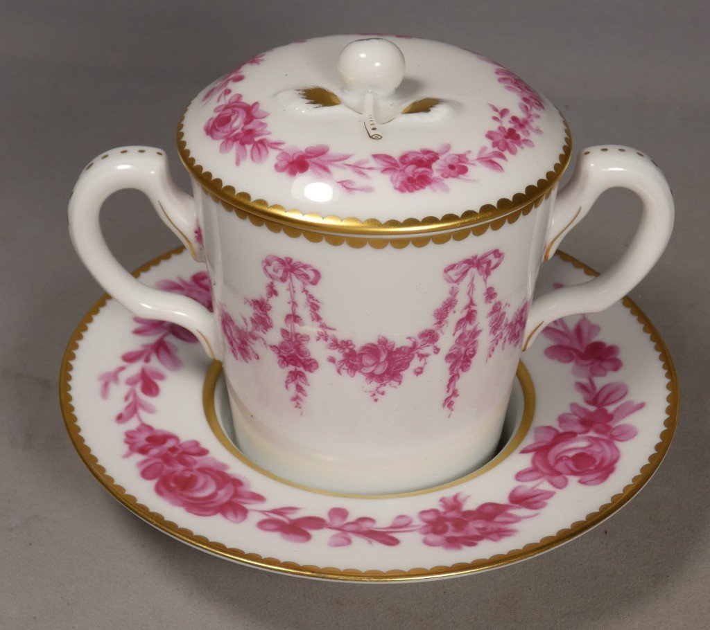 Lidded Shaker Cup And Saucer – Louis XV Design – Former Royal Limoges Manufactory-photo-2