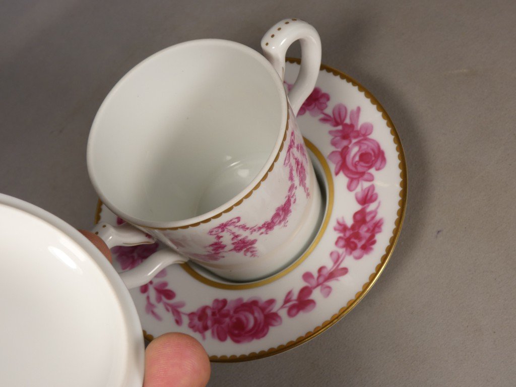 Lidded Shaker Cup And Saucer – Louis XV Design – Former Royal Limoges Manufactory-photo-3