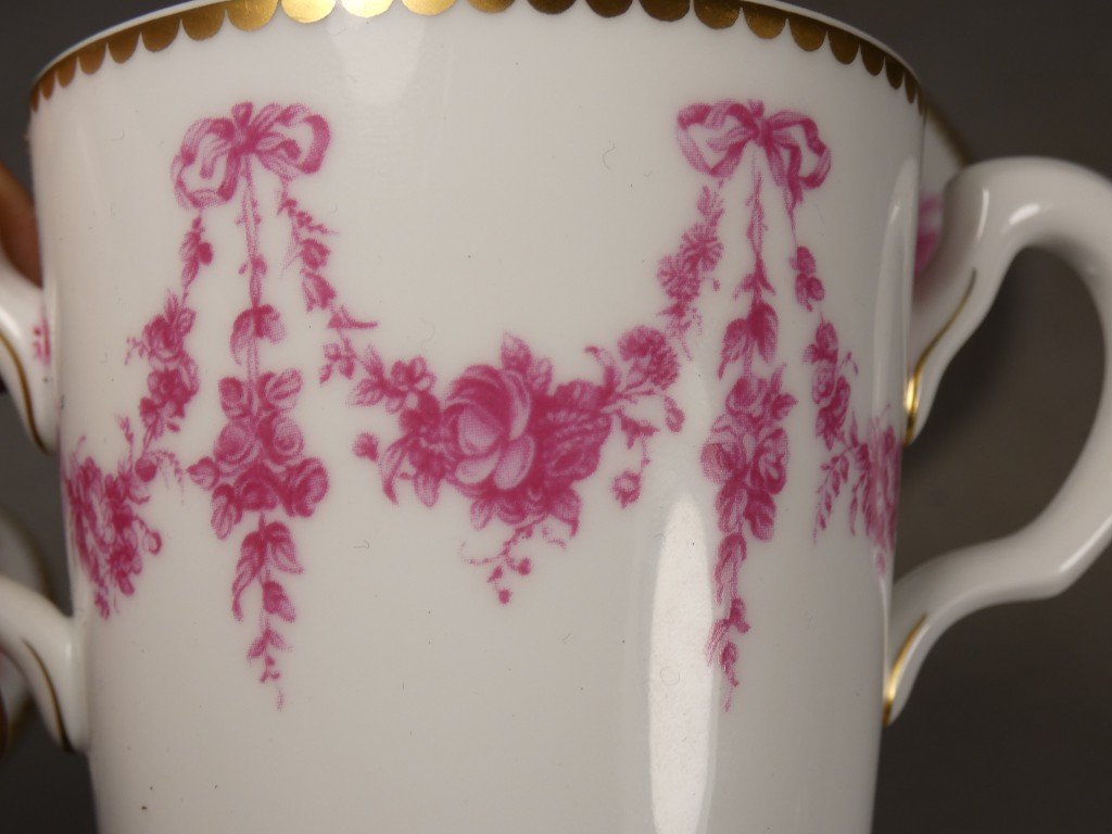 Lidded Shaker Cup And Saucer – Louis XV Design – Former Royal Limoges Manufactory-photo-1