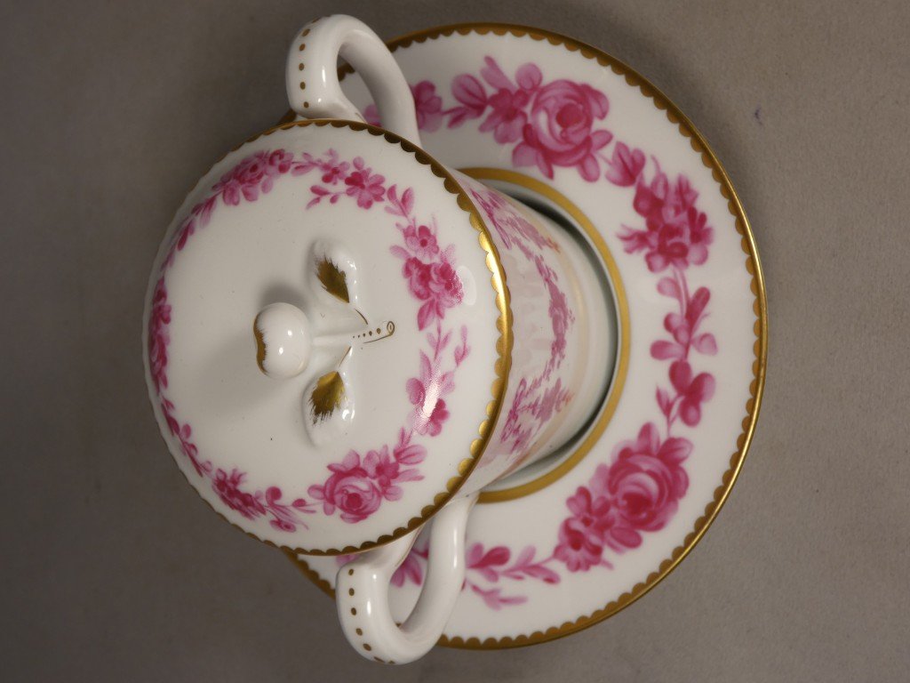 Lidded Shaker Cup And Saucer – Louis XV Design – Former Royal Limoges Manufactory-photo-2