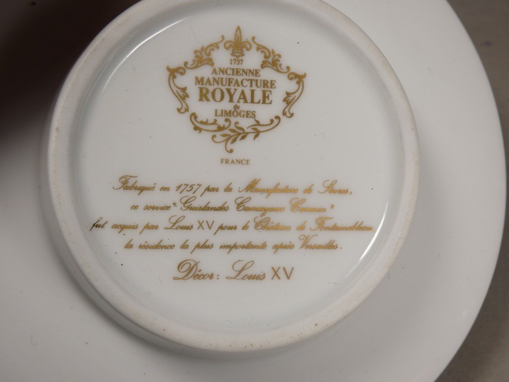 Lidded Shaker Cup And Saucer – Louis XV Design – Former Royal Limoges Manufactory-photo-5