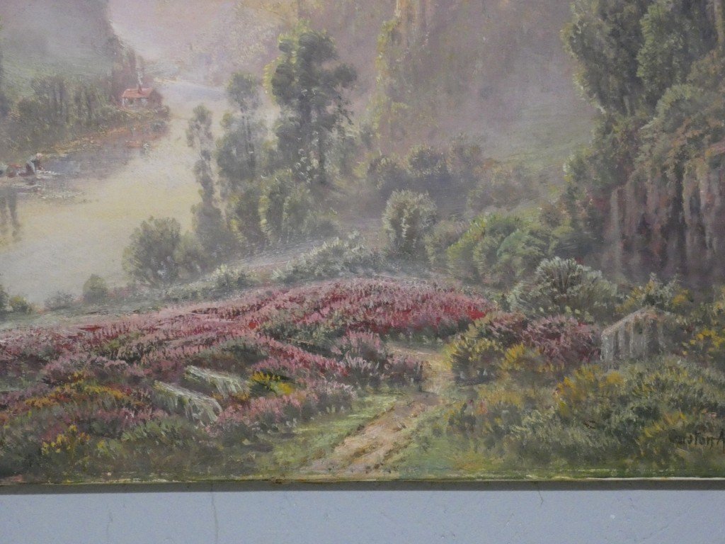 Gaston Anglade (1854-1919) – Les ruines de Crozant et la vallée de la Creuse – Huile sur toile-photo-4