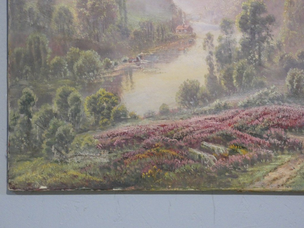Gaston Anglade (1854-1919) – Les ruines de Crozant et la vallée de la Creuse – Huile sur toile-photo-1