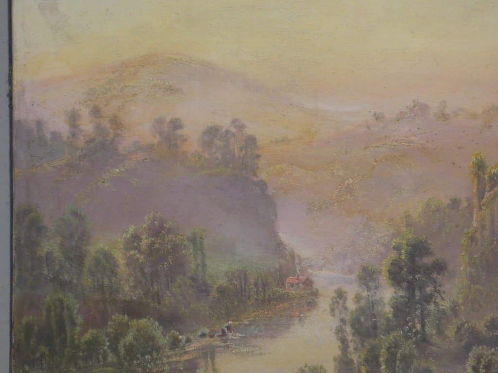 Gaston Anglade (1854-1919) – Les ruines de Crozant et la vallée de la Creuse – Huile sur toile-photo-2