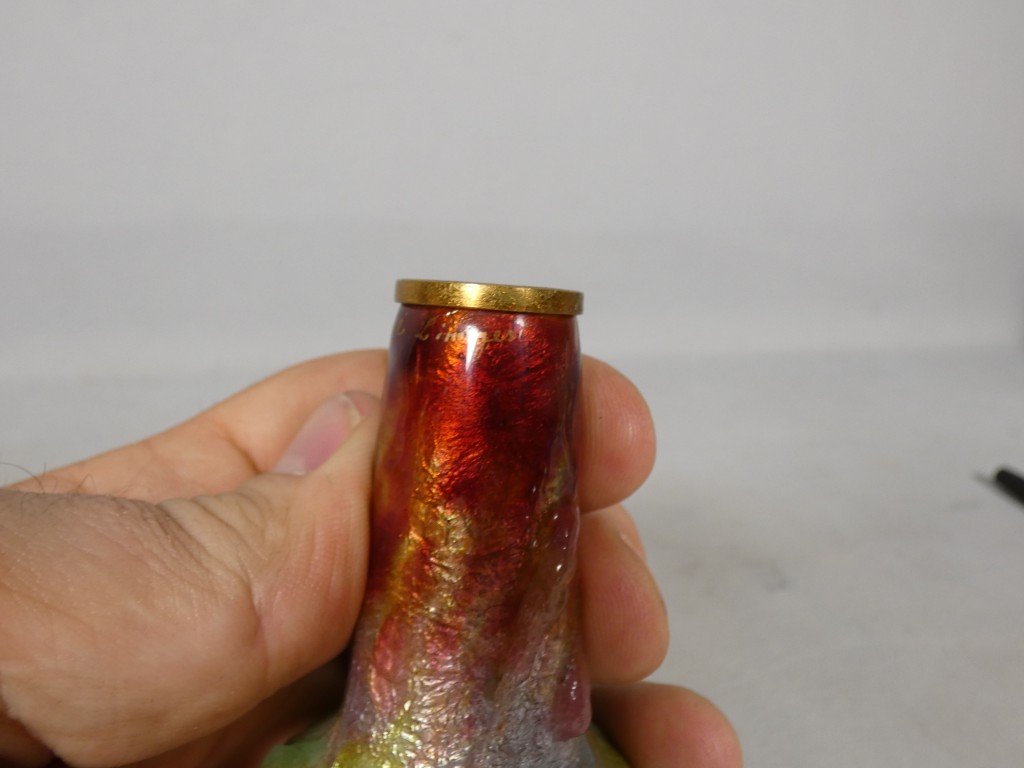 Camille Fauré Limoges, Miniature Enamel Vase - Enamels-photo-4