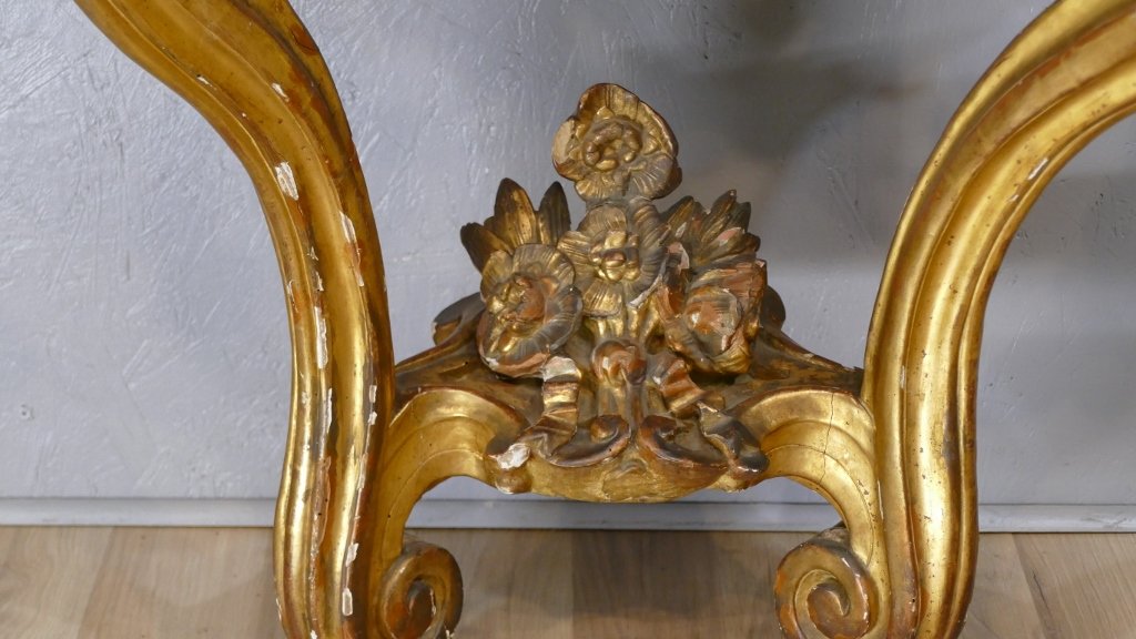 Console en bois sculpté et doré d’époque Transition Louis XV-Louis XVI, XVIIIe siècle-photo-3