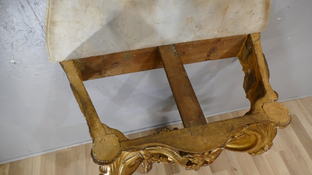 Console en bois sculpté et doré d’époque Transition Louis XV-Louis XVI, XVIIIe siècle-photo-5