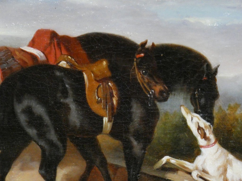 Alfred De Dreux's Entourage – Horse Hunting Gathering – 19th Century-photo-2