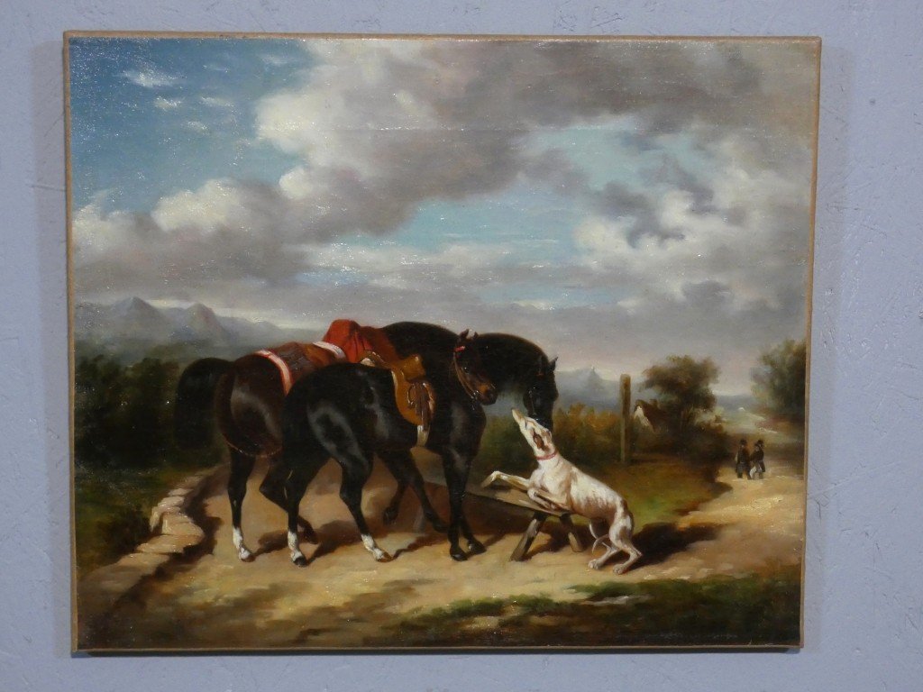 Alfred De Dreux's Entourage – Horse Hunting Gathering – 19th Century-photo-4