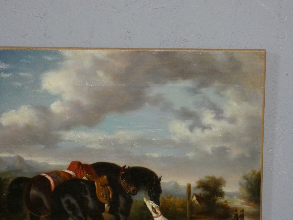 Alfred De Dreux's Entourage – Horse Hunting Gathering – 19th Century-photo-2