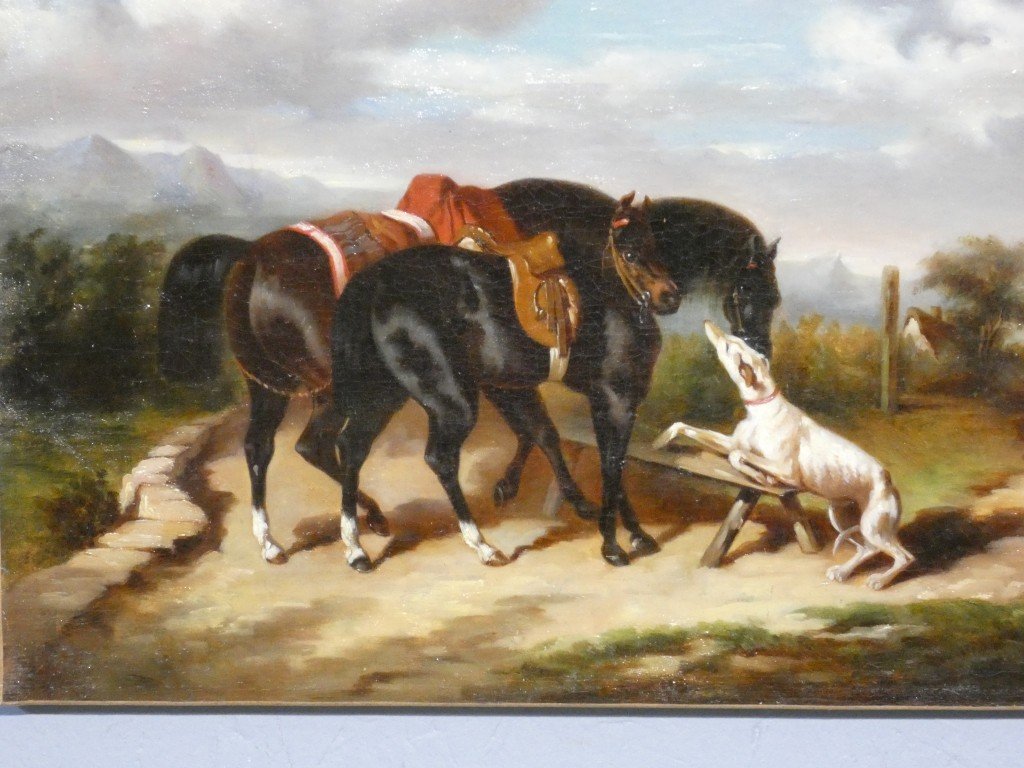 Alfred De Dreux's Entourage – Horse Hunting Gathering – 19th Century-photo-4