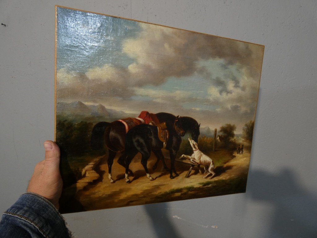 Alfred De Dreux's Entourage – Horse Hunting Gathering – 19th Century-photo-5