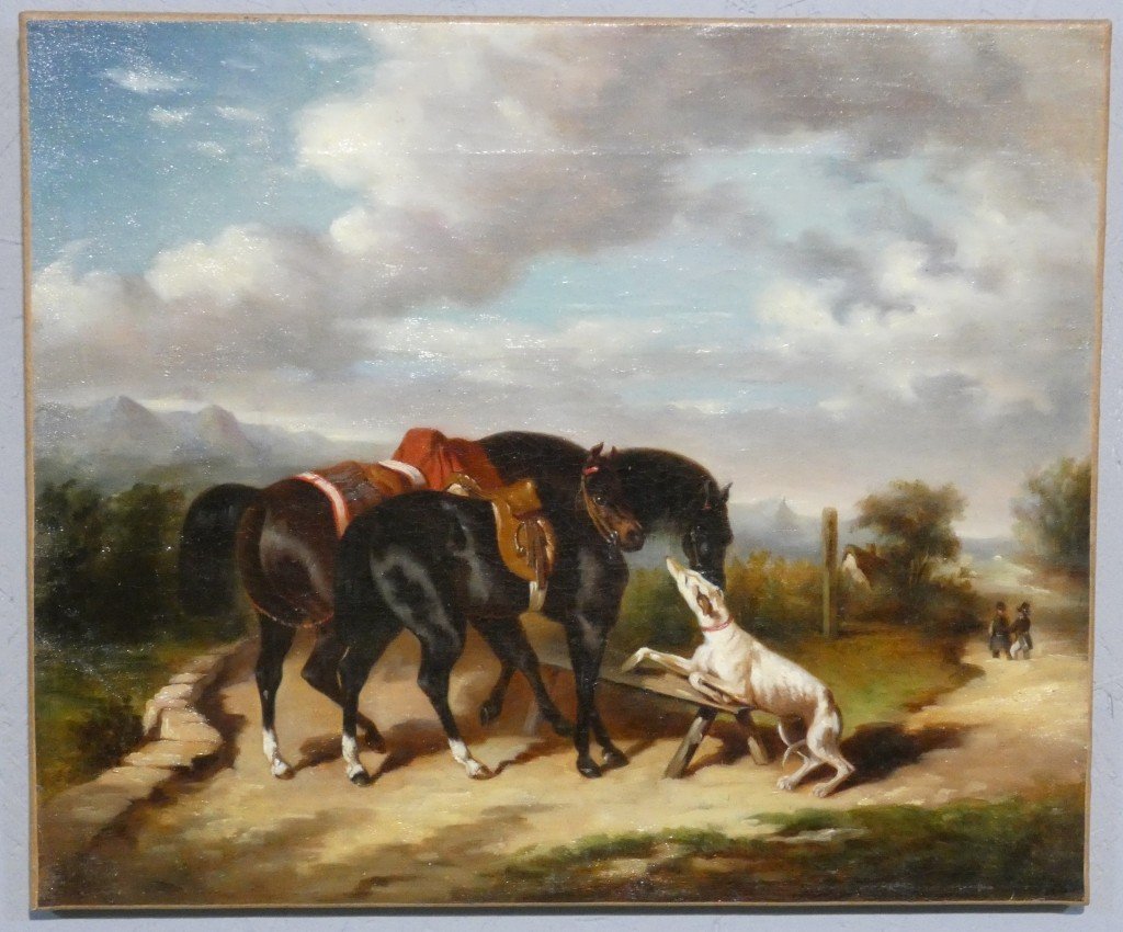 Alfred De Dreux's Entourage – Horse Hunting Gathering – 19th Century