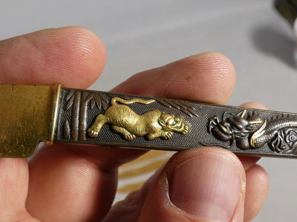 Set Of 24 Japanese Knives In Patinated And Gilded Bronze, Meiji Period – Aucoc Aîné Case-photo-3