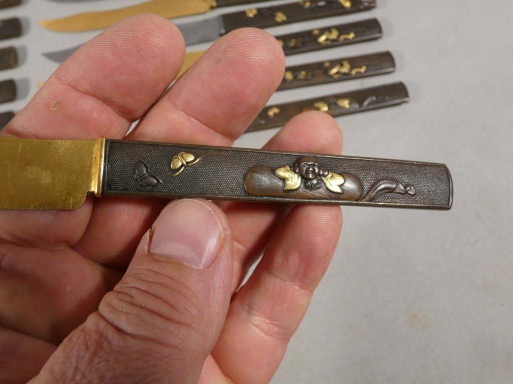 Set Of 24 Japanese Knives In Patinated And Gilded Bronze, Meiji Period – Aucoc Aîné Case-photo-6
