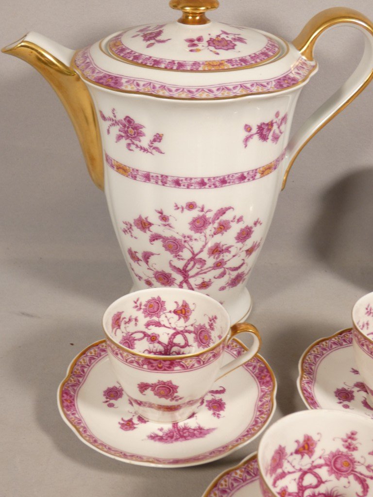 Haviland Limoges "purple Tree Of India," Porcelain Coffee Set For 10 People-photo-3