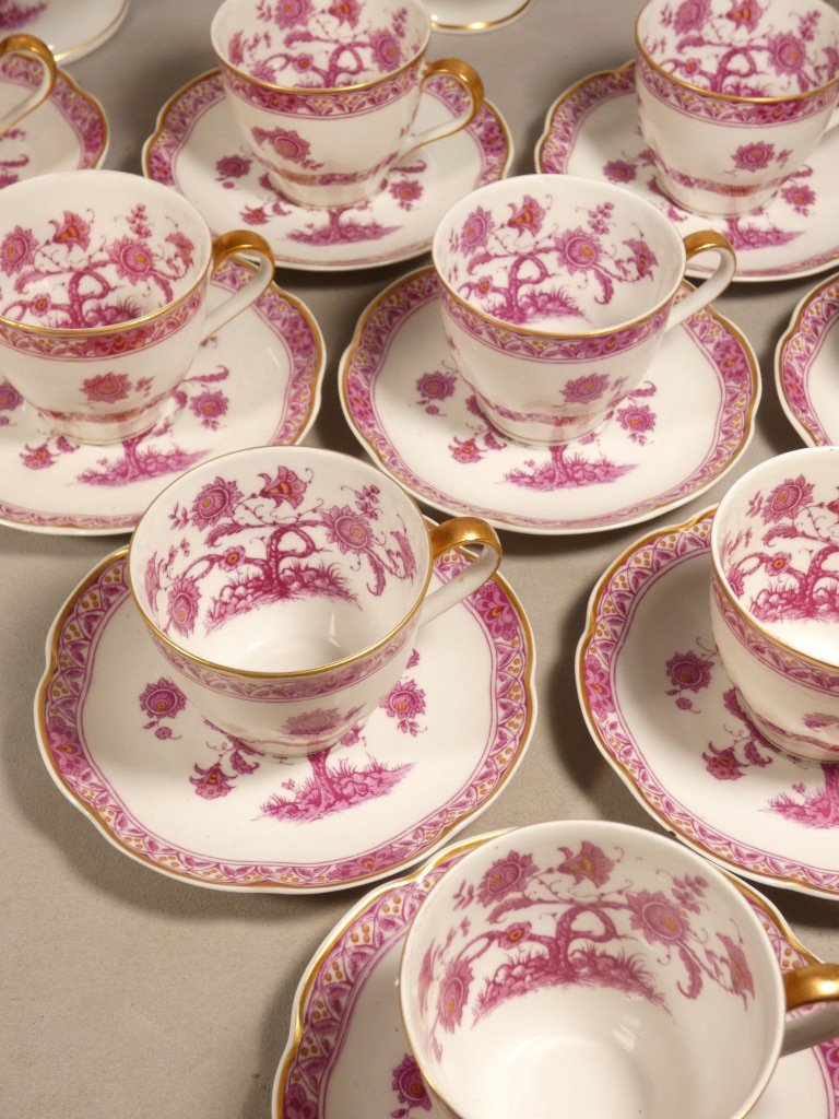 Haviland Limoges "purple Tree Of India," Porcelain Coffee Set For 10 People-photo-4
