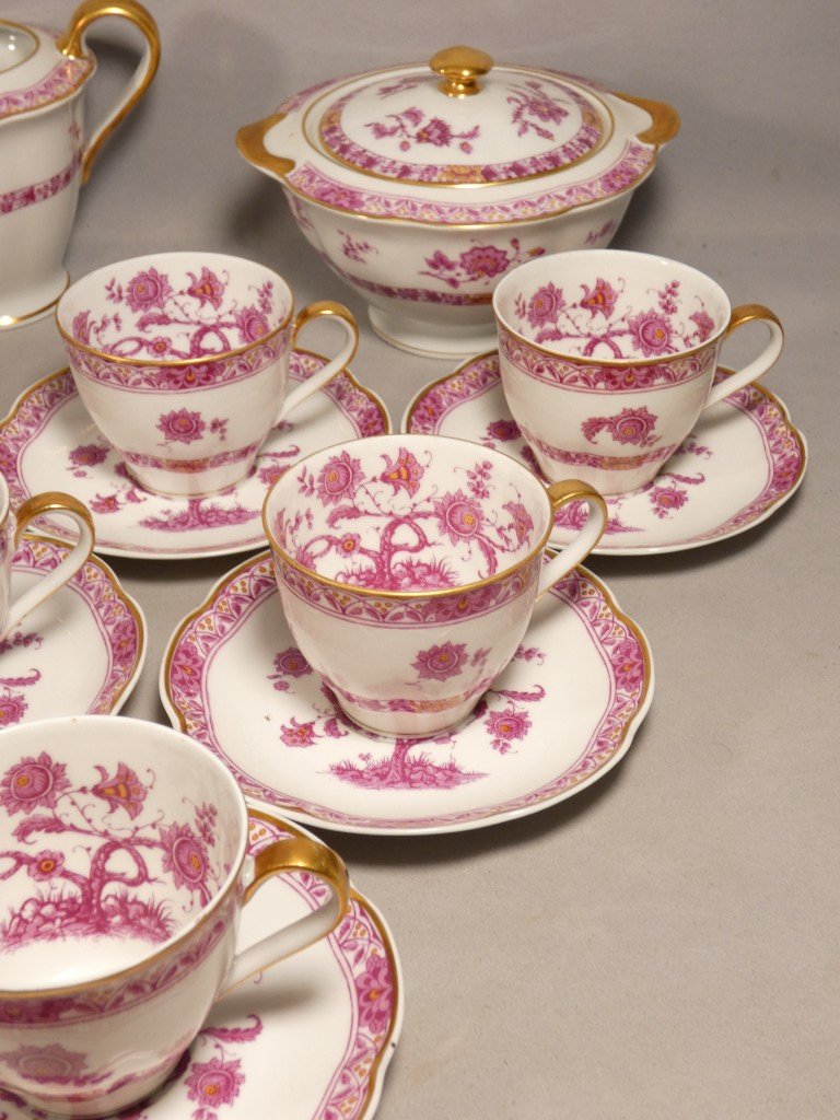 Haviland Limoges "purple Tree Of India," Porcelain Coffee Set For 10 People-photo-1