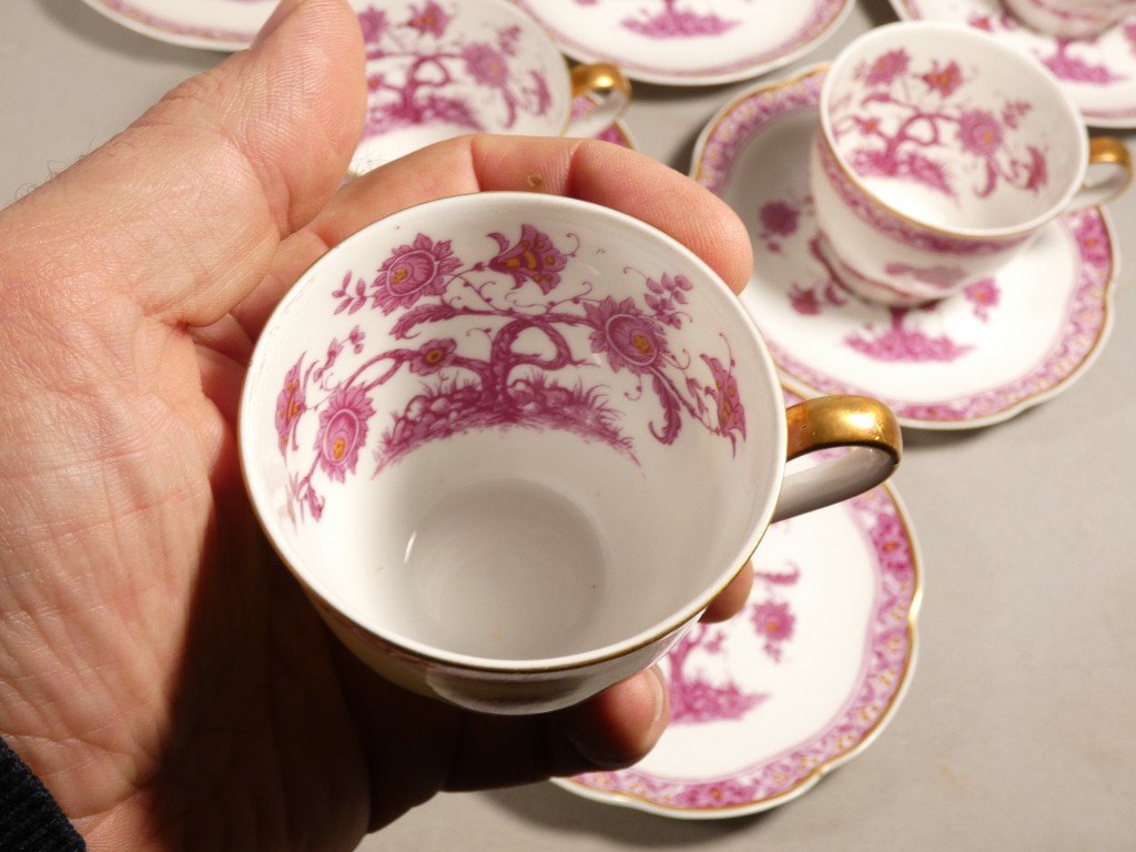 Haviland Limoges "purple Tree Of India," Porcelain Coffee Set For 10 People-photo-3