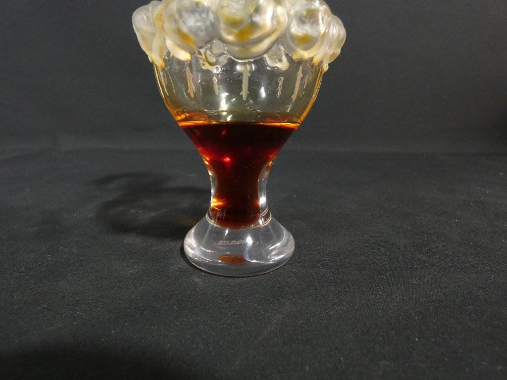 Lalique – “martine” Crystal Perfume Bottle Decorated With Roses, With Original Cap From 1980-photo-4