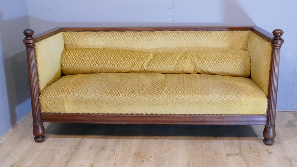 Neoclassical Mahogany Sofa With Fluted Columns – 19th Century-photo-2