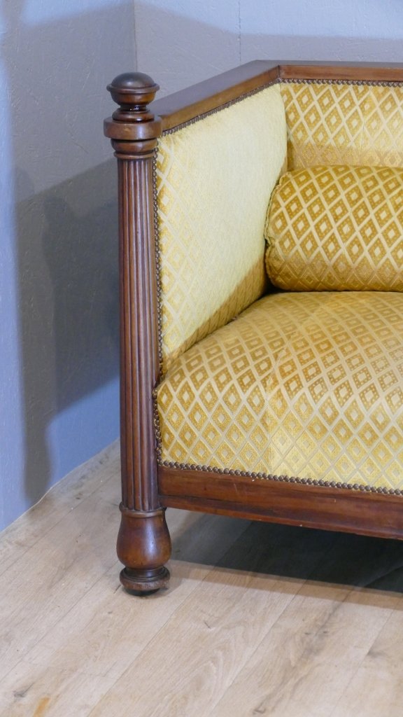 Neoclassical Mahogany Sofa With Fluted Columns – 19th Century-photo-4