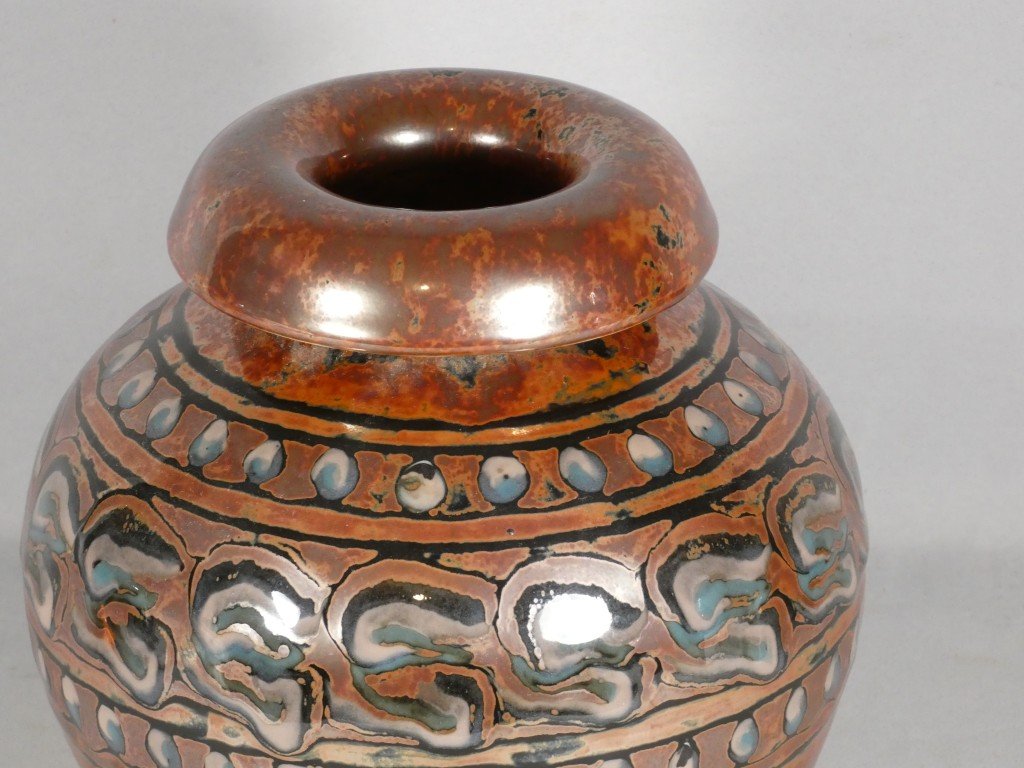 Camille Tharaud – Limoges – Porcelain Vase With Polychrome Enamel Decoration, Art Deco Period, 1930-photo-2