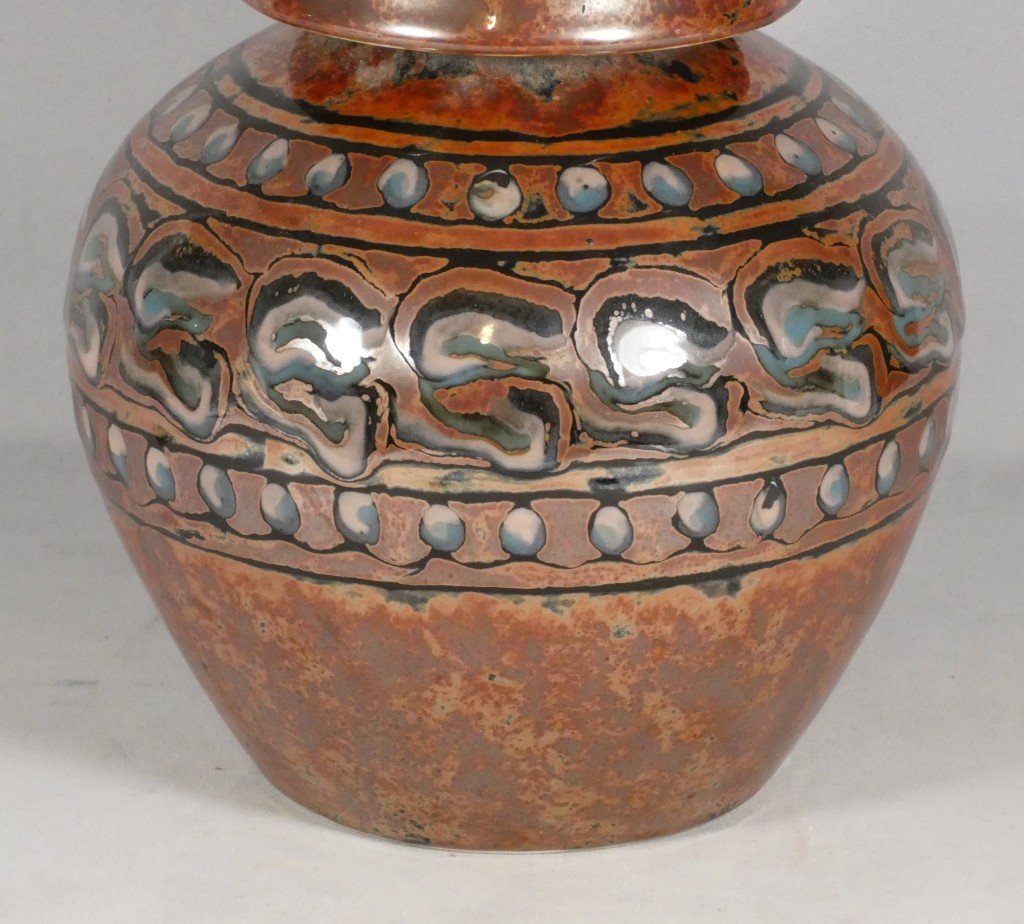 Camille Tharaud – Limoges – Porcelain Vase With Polychrome Enamel Decoration, Art Deco Period, 1930-photo-3