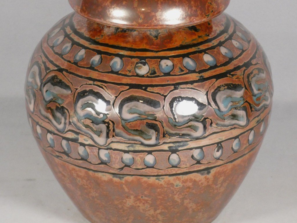 Camille Tharaud – Limoges – Porcelain Vase With Polychrome Enamel Decoration, Art Deco Period, 1930-photo-4