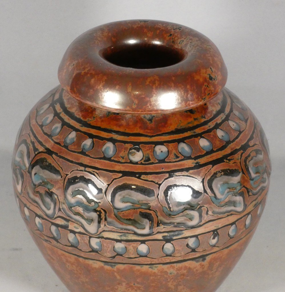 Camille Tharaud – Limoges – Porcelain Vase With Polychrome Enamel Decoration, Art Deco Period, 1930-photo-2