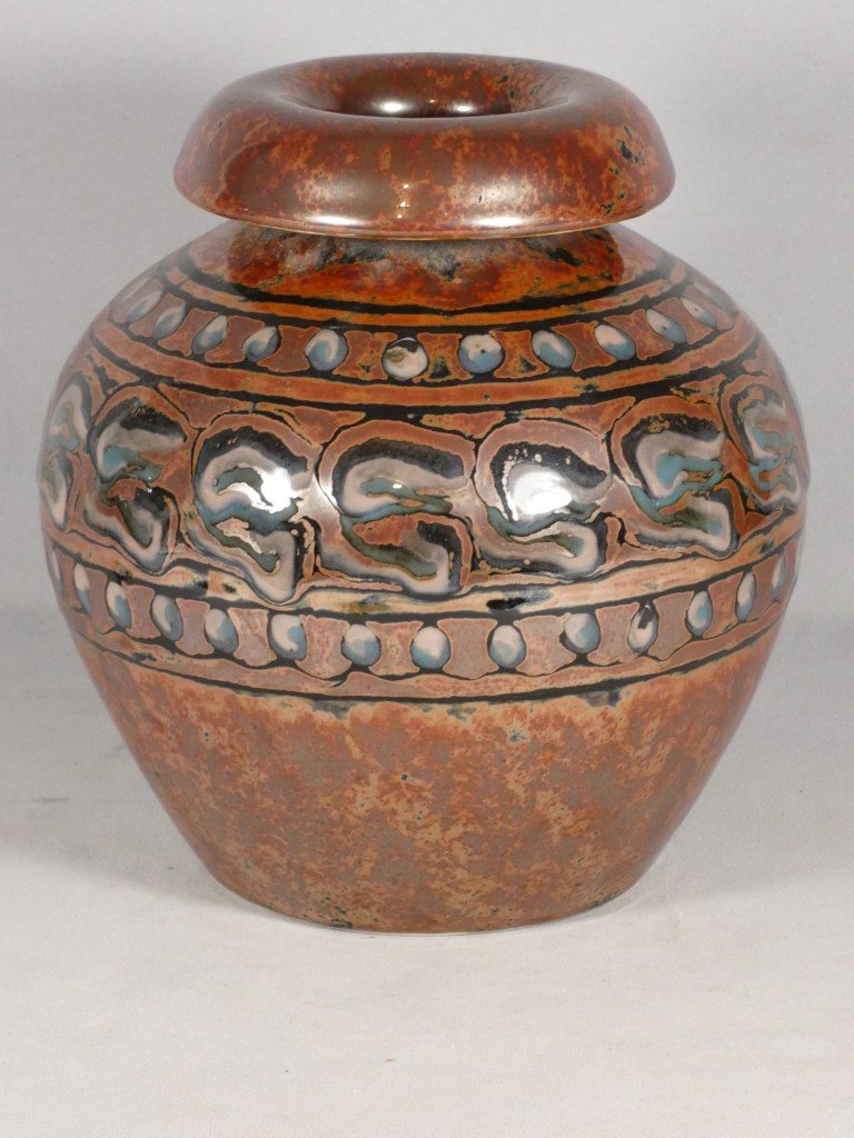 Camille Tharaud – Limoges – Porcelain Vase With Polychrome Enamel Decoration, Art Deco Period, 1930-photo-4