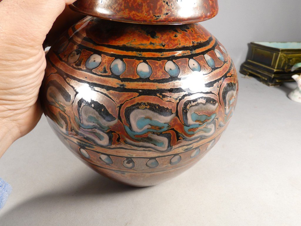 Camille Tharaud – Limoges – Porcelain Vase With Polychrome Enamel Decoration, Art Deco Period, 1930-photo-6