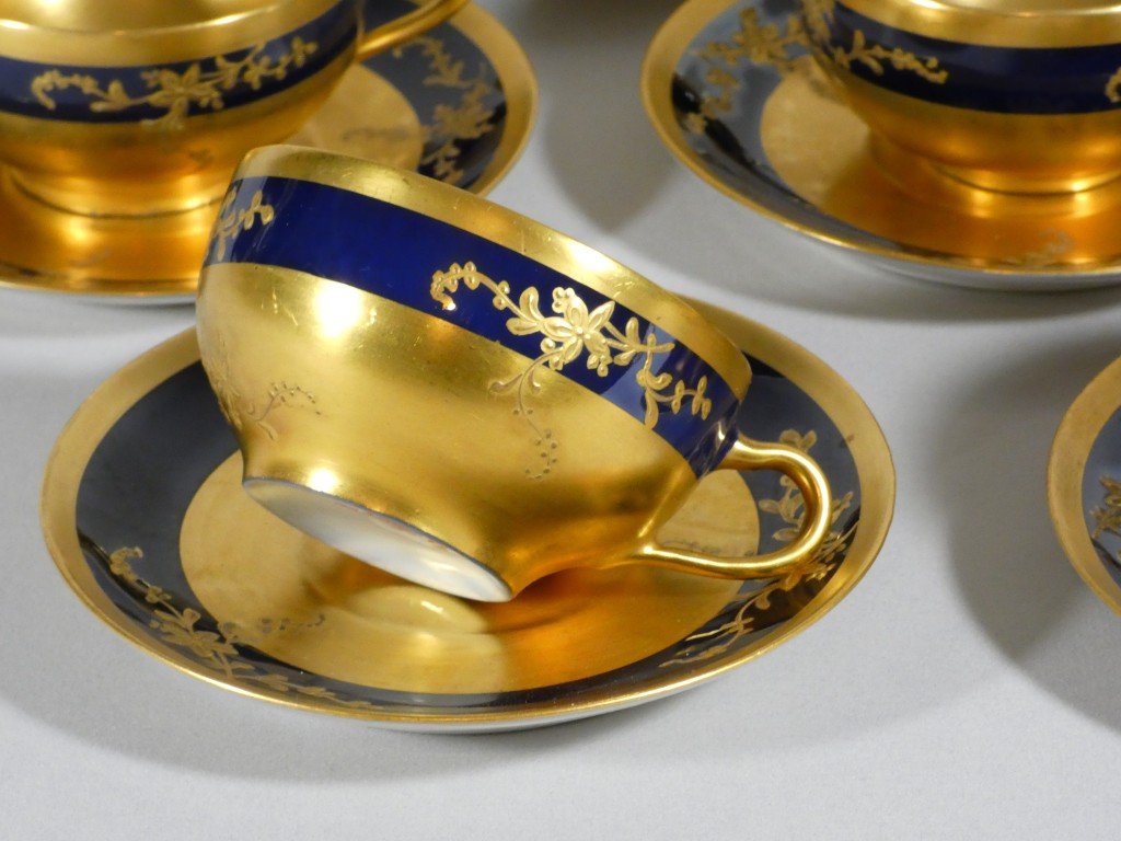 Rare Service à Café Théodore Haviland Limoges – Bleu de Four et Somptueuses Dorures à l’Or-photo-3