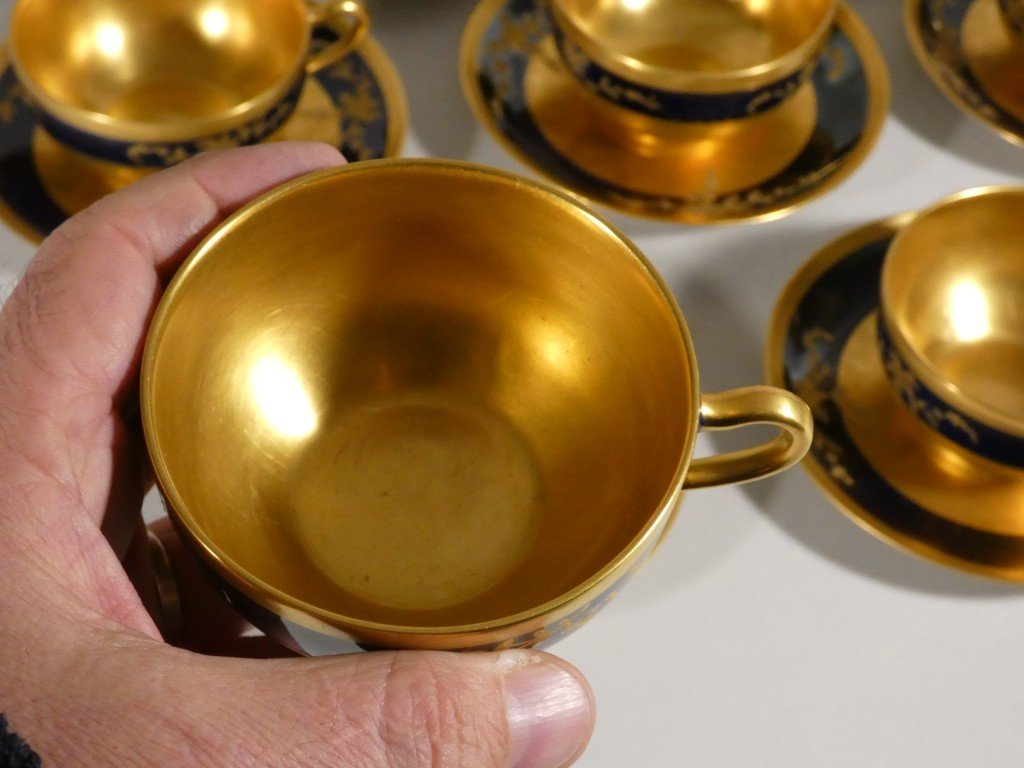Rare Service à Café Théodore Haviland Limoges – Bleu de Four et Somptueuses Dorures à l’Or-photo-4