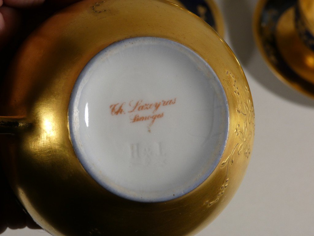 Rare Service à Café Théodore Haviland Limoges – Bleu de Four et Somptueuses Dorures à l’Or-photo-1