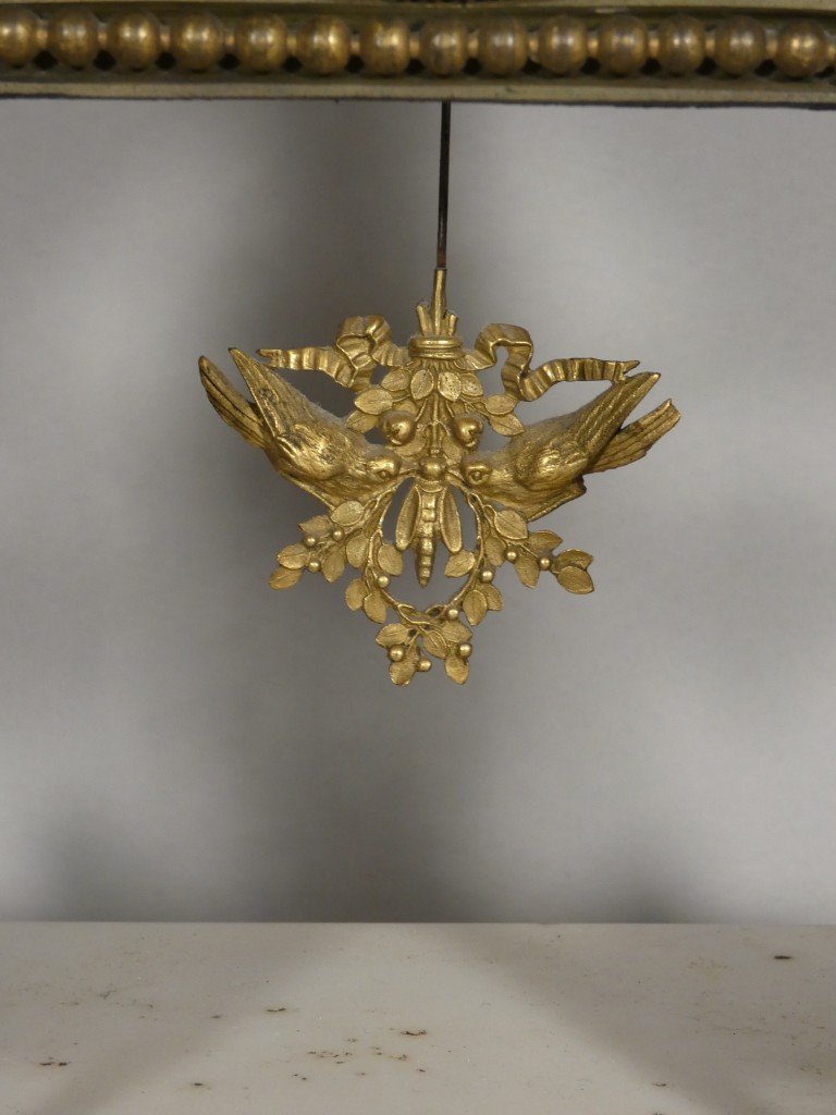 Rare pendule squelette au soleil en bronze doré, signée Deverberie à Paris – Époque Consulat-photo-2
