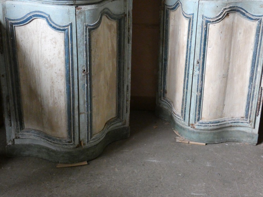 Exceptionnelle paire d'encoignures monumentales de boiserie d'époque Louis XV – XVIIIe siècle -photo-1