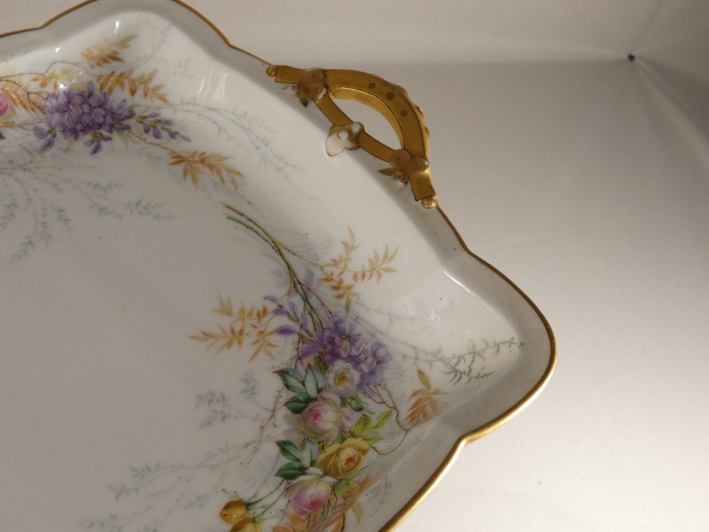 Elegant Porcelain Covered Centerpiece With Hand-painted Polychrome Floral Decoration – 19th Century -photo-2