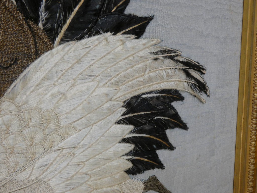 Pare-feu de style Louis XVI en bois doré décor d’une remarquable broderie asiatique  Époque XIX-photo-1