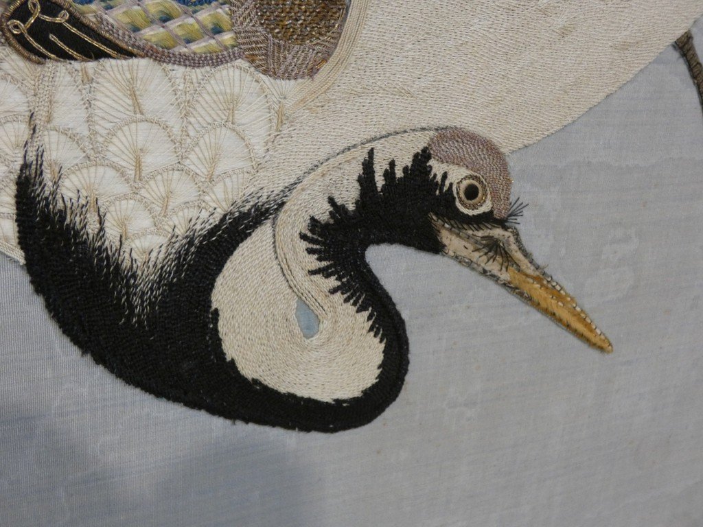 Pare-feu de style Louis XVI en bois doré décor d’une remarquable broderie asiatique  Époque XIX-photo-2