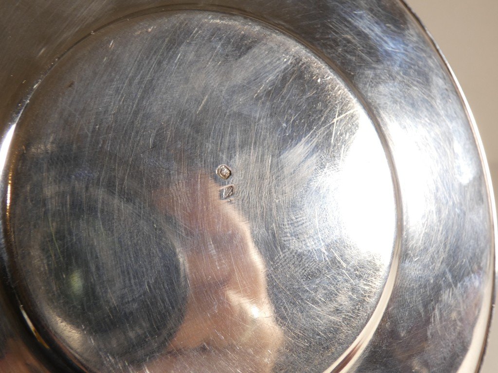 Tasse à chocolat et sa soucoupe en argent massif – Orfèvre Roussel – Décor de trèfles – XIXe si-photo-6