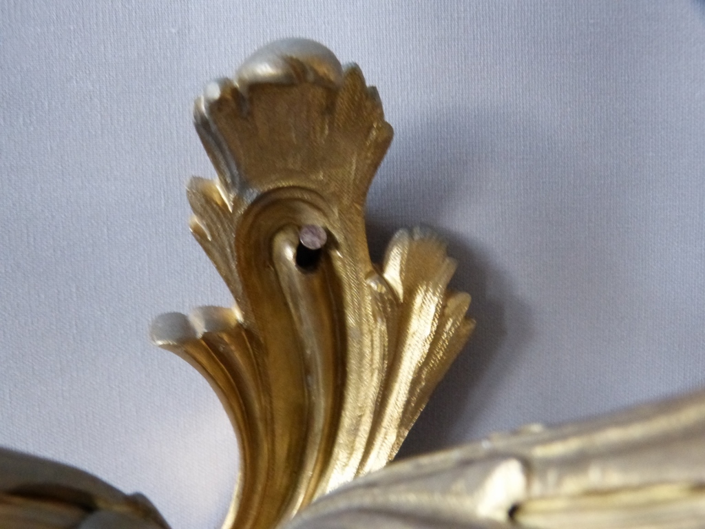 Pair Of Gilt Bronze Sconces, Style Louis XV Era XIX-photo-3