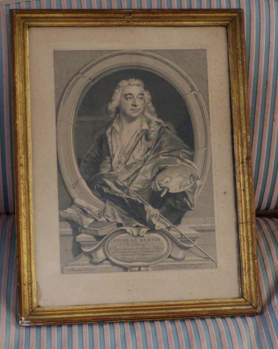 Engraving XVIII, Portrait Of Nicolas Bertin, Painter Du Roy, Engraved By Lepicié
