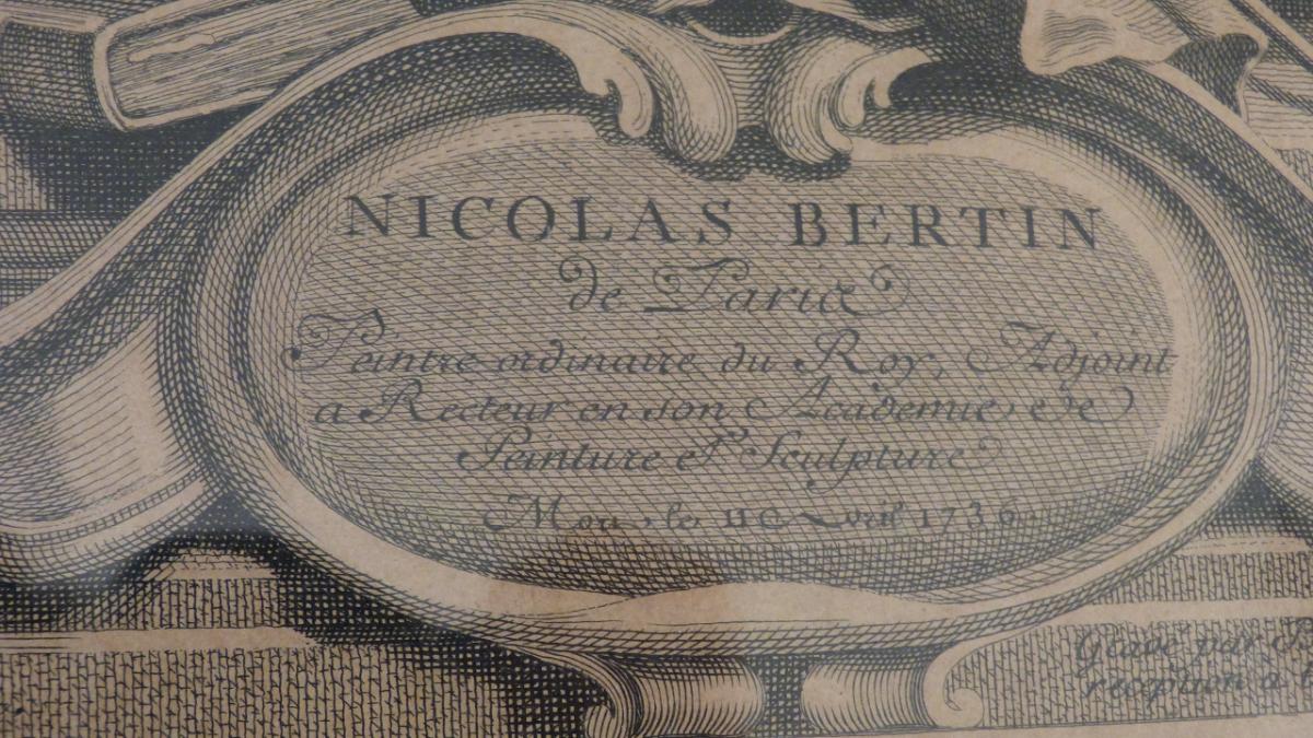 Engraving XVIII, Portrait Of Nicolas Bertin, Painter Du Roy, Engraved By Lepicié-photo-3