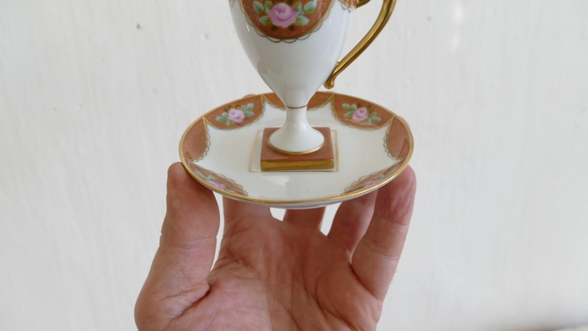 Porcelain Collection Cup Handpainted, Flowers And Gold Decor-photo-2