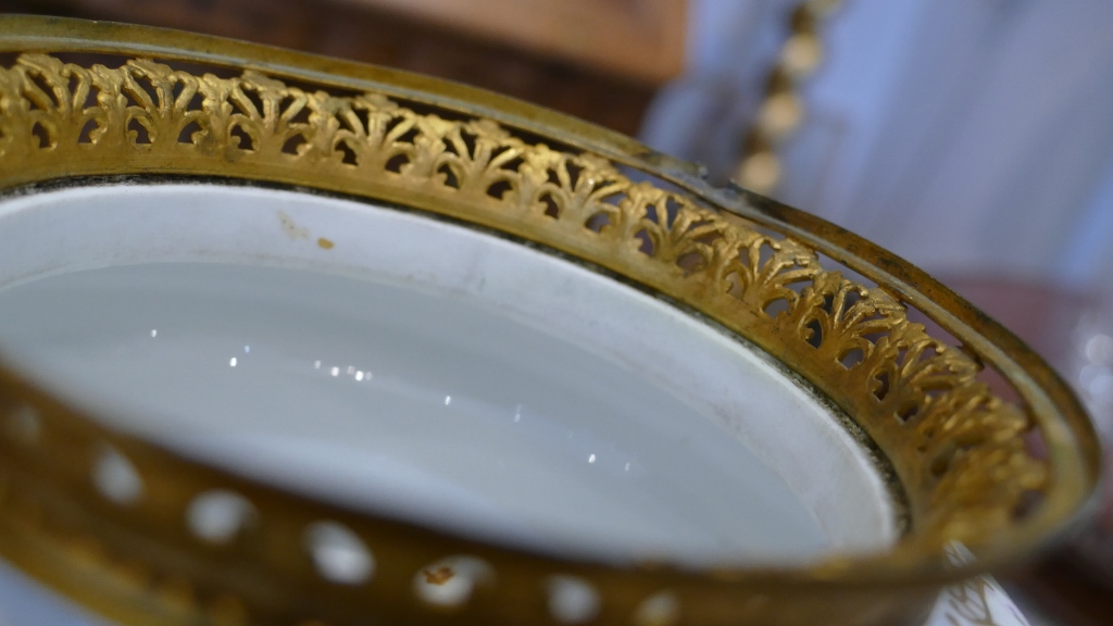 Samson, Vase, Coupe Pot Pourri En Porcelaine Peint à La Main De Fleurs, époque XIX ème-photo-3
