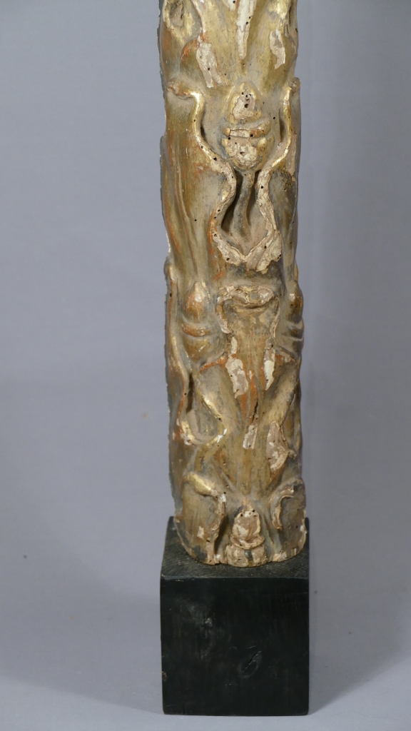 Sculpture En Bois Doré Sculpté, Façon Totem, époque XVIII ème Siècle-photo-1