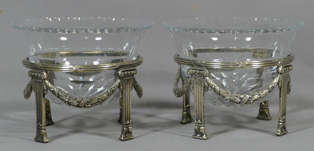 Pair Of Louis XVI Rafraichissoirs Crystal And Silver Metal Wmf