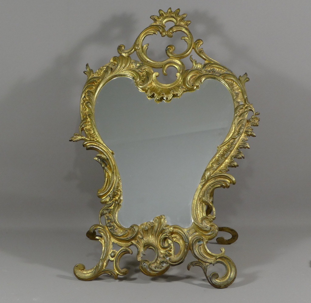 Miroir De Table à Poser, Bronze Doré, Louis XV, Rocaille, XIX ème 