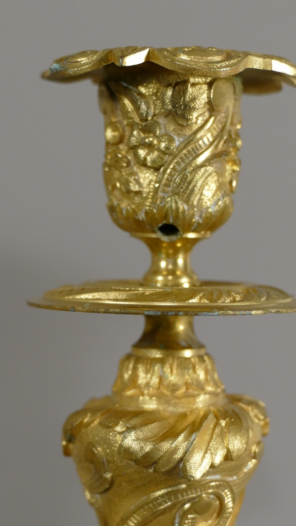 Paire De Flambeaux, Bougeoirs En Bronze Doré, époque Fin XIX ème De Style Napoléon III-photo-4